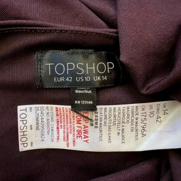 NWOT TOPSHOP DARK PLUM DRAPE FRONT ASYMMETRICAL CREPE DRESS SIZE 10 - Picture 14 of 14